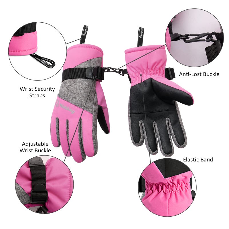 WALSKING Kids Winter Gloves-3M Thinsulate Snow Waterproof Ski Cold Weather Insulated Outdoor Snowboard Gloves for Boys Girls Youth - Image 4